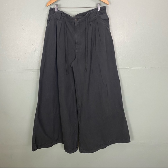 Free People Wide Leg Julien Chino Trousers Pants Baggy Slouchy XL Black - Picture 2 of 7